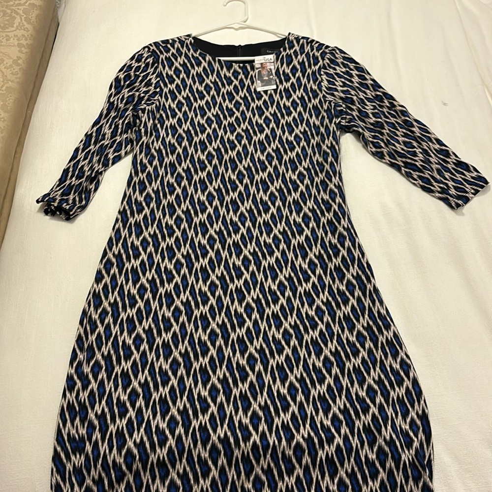 Black, Cream and blue Karen Kane cotton dress - new with tags!